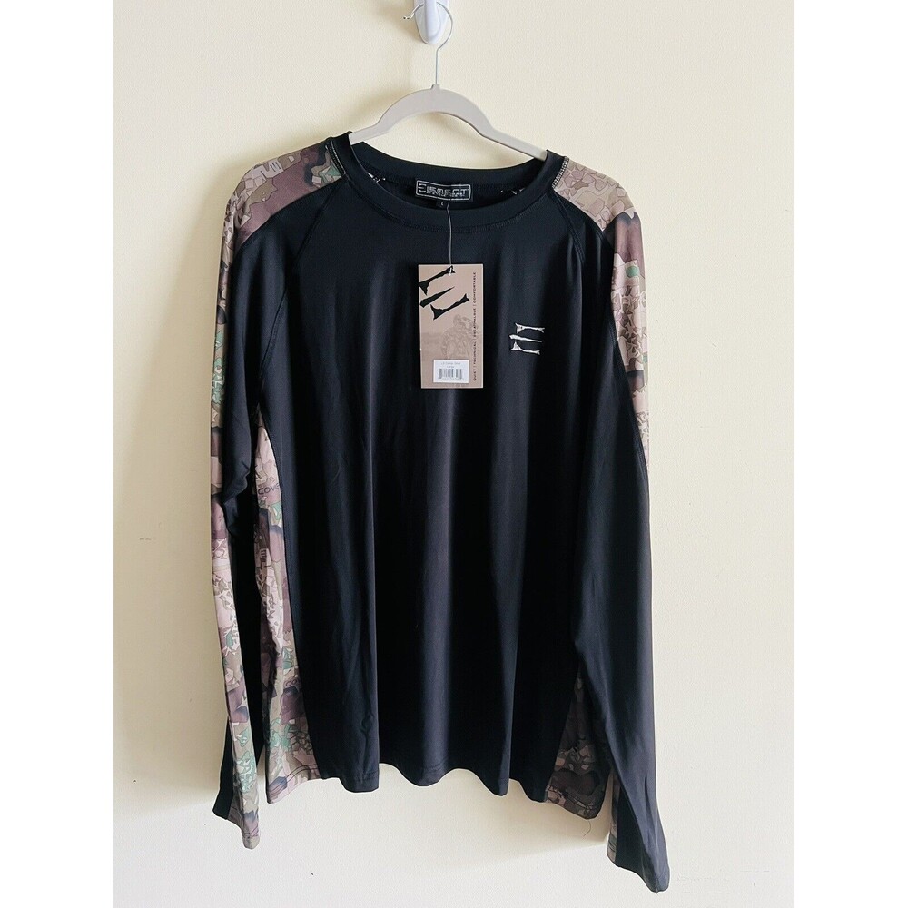 Men's Element Outdoors Lightweight Comp Long Hunting Layer Top L Camo Black NWT‎